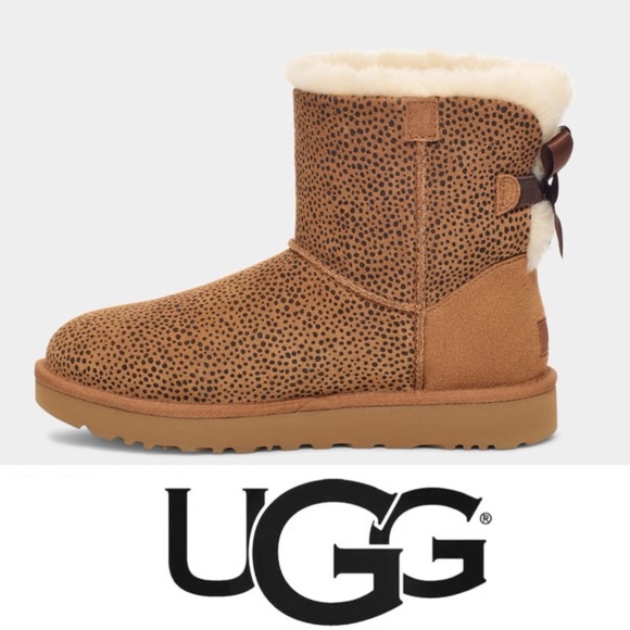 Ugg Mini Bailey Bow Micro Cheetah Boots*NEW - Picture 2 of 5